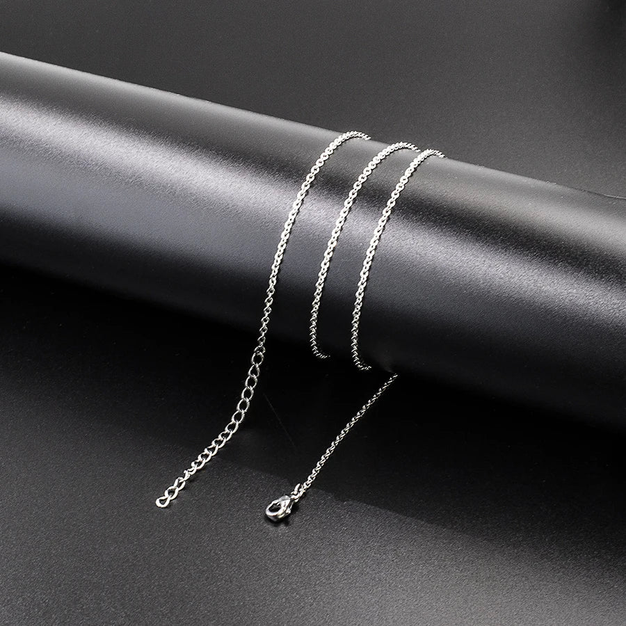 1pc 60+5cm Stainless Steel Necklace Chains 60cm with 5cm Adjustable Chain DIY Jewelry Making Materials
