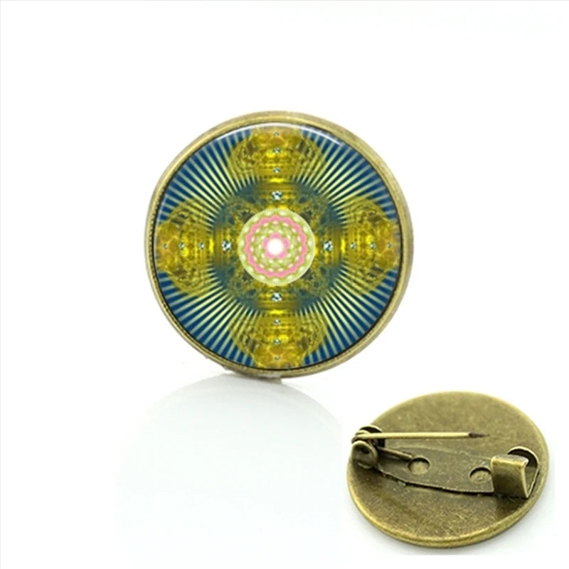 TAFREE Steampunk jewelry Vintage Egyptian Brooches pins Glass cabochon clock gears pin Fashion mandala Christmas gift C172