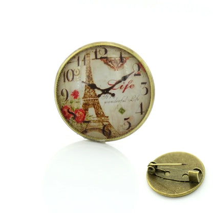 TAFREE Steampunk jewelry Vintage Egyptian Brooches pins Glass cabochon clock gears pin Fashion mandala Christmas gift C172