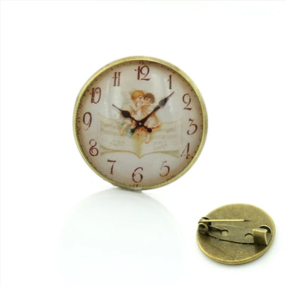 TAFREE Steampunk jewelry Vintage Egyptian Brooches pins Glass cabochon clock gears pin Fashion mandala Christmas gift C172