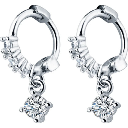 INZATT Real 925 Sterling Silver OL Style Round Zircon Hoop Earrings For Women Party Gold Rose Color Wedding Fine  Jewelry Gift