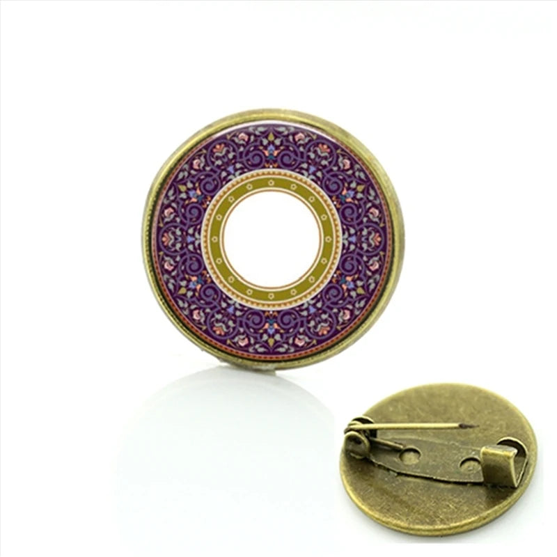 TAFREE Steampunk jewelry Vintage Egyptian Brooches pins Glass cabochon clock gears pin Fashion mandala Christmas gift C172