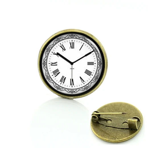 TAFREE Steampunk jewelry Vintage Egyptian Brooches pins Glass cabochon clock gears pin Fashion mandala Christmas gift C172