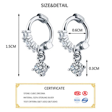 INZATT Real 925 Sterling Silver OL Style Round Zircon Hoop Earrings For Women Party Gold Rose Color Wedding Fine  Jewelry Gift