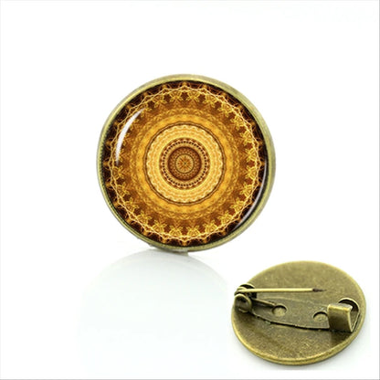 TAFREE Steampunk jewelry Vintage Egyptian Brooches pins Glass cabochon clock gears pin Fashion mandala Christmas gift C172