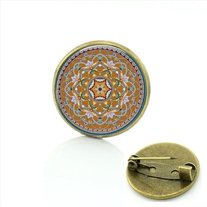 TAFREE Steampunk jewelry Vintage Egyptian Brooches pins Glass cabochon clock gears pin Fashion mandala Christmas gift C172