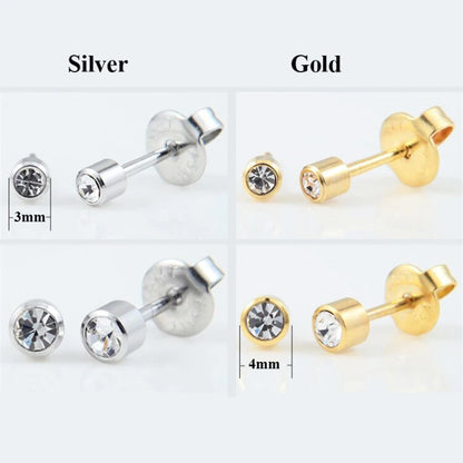 12 Pairs/Card Surgical Steel CZ Gem Birthstone Tragus Cartilage Earring Ear Stud Used In Piercing Gun steel & Gold Jewelry