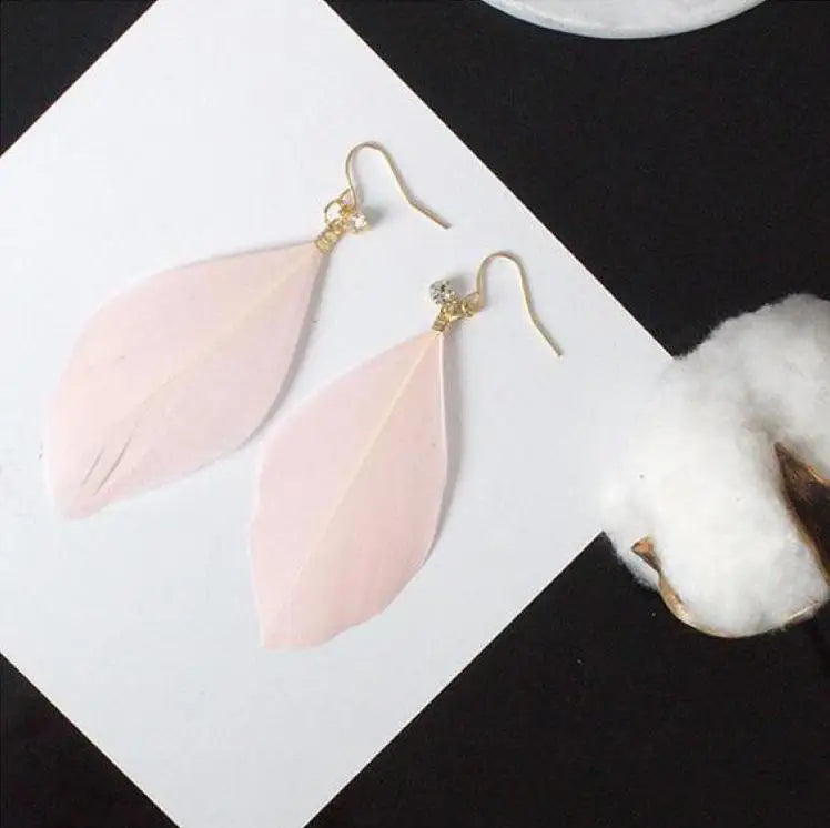 2020 new fashion earrings feathers crystal influx of people exaggerated personality jewelry wholesale ladies gift distribution