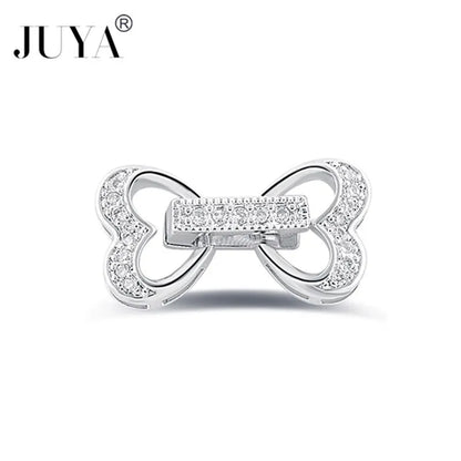 Jewellery Making Supplies Copper Inlaid AAA CZ Rhinestone Round Heart Clasps For Bracelets Making Fastening Jewelry Findings