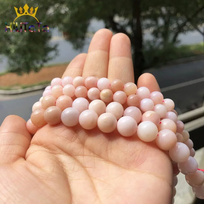 Natural Genuine Stone Beads Pink Opal Round Loose Beads For Jewelry Making DIY Bracelet Ear Studs Accessories 7.5'' 6/8/10/12mm