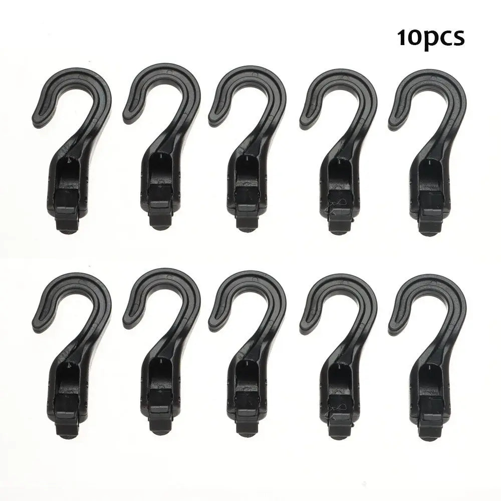5/10PCS Black Plastic Rope Buckle Open End Cord Straps Hooks Snap Camping Tent Hook Boat Kayak Elastic Ropes Buckles Accessories