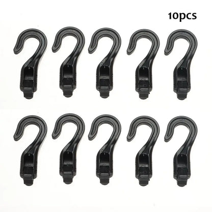 5/10PCS Black Plastic Rope Buckle Open End Cord Straps Hooks Snap Camping Tent Hook Boat Kayak Elastic Ropes Buckles Accessories