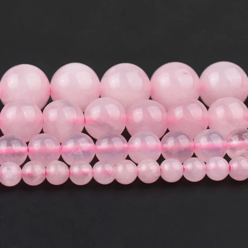 4/6/8/10/12 mm Natural Rose Pink Quartzs Crystals Stone Round Loose Beads For Jewellery Making Bracelet 15" Strand