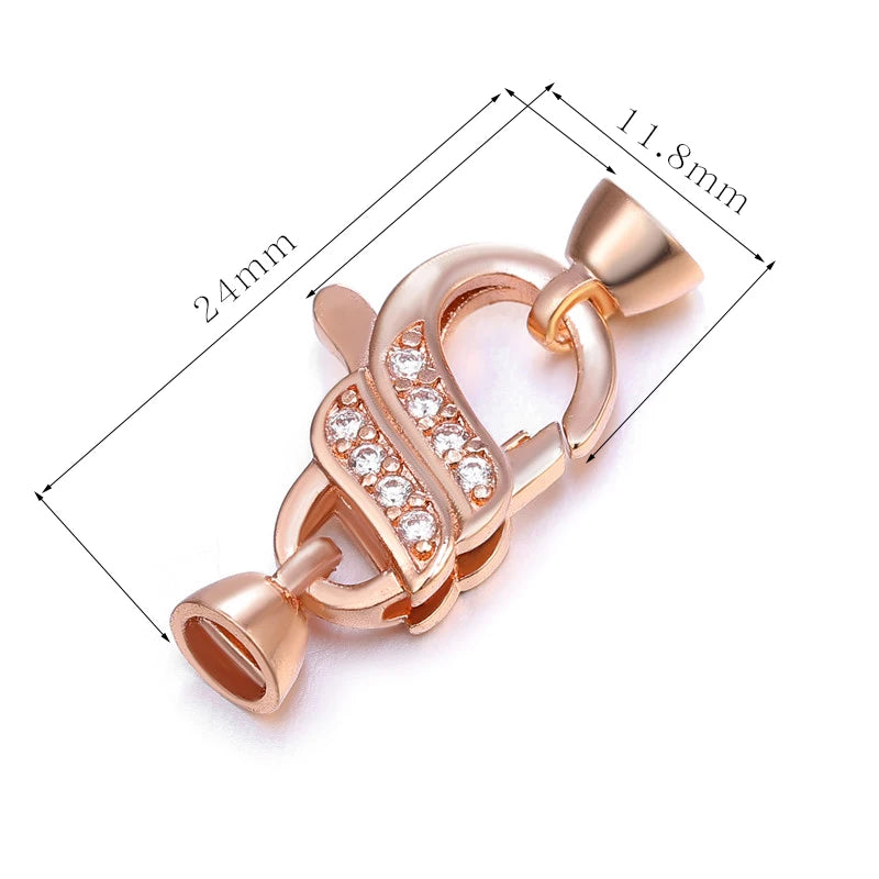 Jewellery Making Supplies Copper Inlaid AAA CZ Rhinestone Round Heart Clasps For Bracelets Making Fastening Jewelry Findings