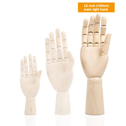 Wooden Hands Model 7/10/12 Inch Male/Female/Child Left/Right Hand Drawing Model Movable Joint Art Painting Sketch Handcrafts