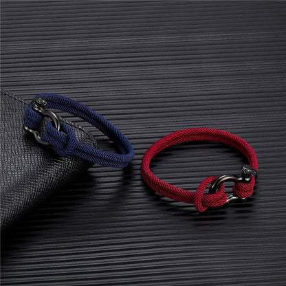 MKENDN Navy style Camping Parachute cord Survival Anchor Bracelet Men Women with Black Stainless Steel Sport Buckle