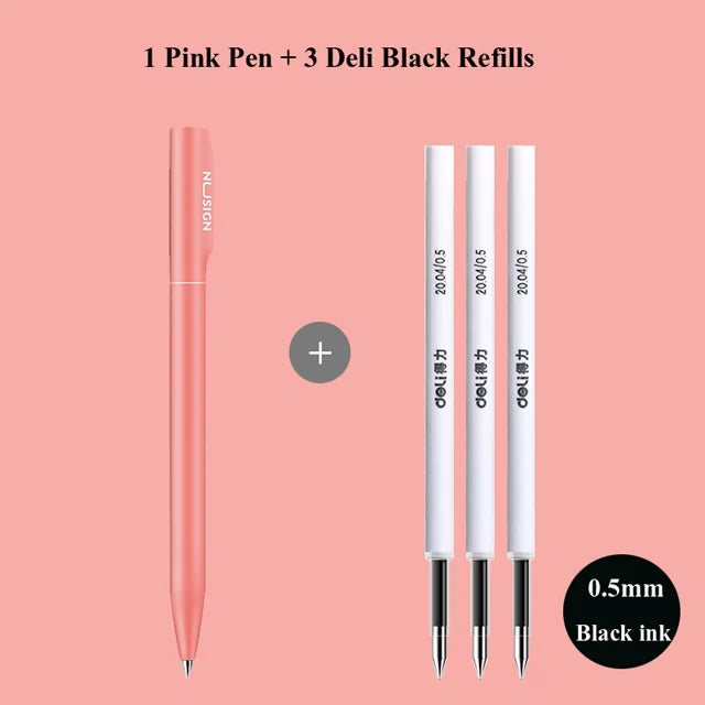 NUSIGN 0.5MM Frosted Neutral Gel Pen Turning Core Black Signature Pen Writing Stationery Students Office Supplies