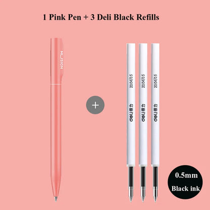 NUSIGN 0.5MM Frosted Neutral Gel Pen Turning Core Black Signature Pen Writing Stationery Students Office Supplies