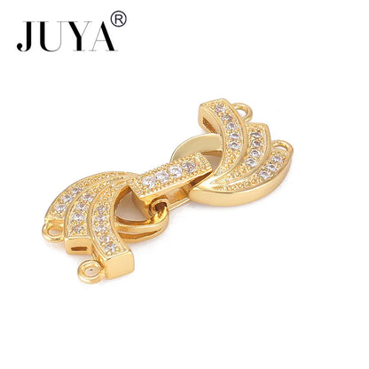 Jewellery Making Supplies Copper Inlaid AAA CZ Rhinestone Round Heart Clasps For Bracelets Making Fastening Jewelry Findings