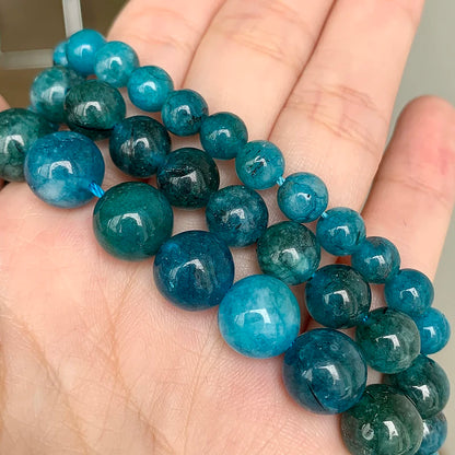 Natural Stone Beads Amazonite Blue Apatite Strawberry Quartzs Loose Round Beads for Jewelry Making DIY Bracelet 15inch Mineral