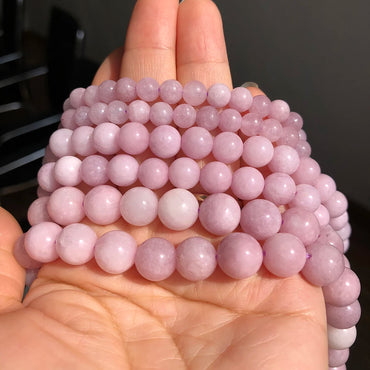 Natural Stone Purple Kunzites Beads Round Loose Spacer Spodumene Stone Beads For Making Jewelry Chalcedony Diy Bracelet Necklace