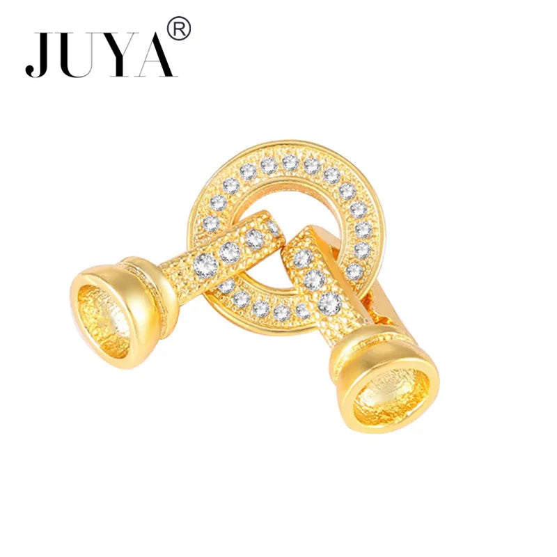 Jewellery Making Supplies Copper Inlaid AAA CZ Rhinestone Round Heart Clasps For Bracelets Making Fastening Jewelry Findings