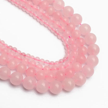 4/6/8/10/12 mm Natural Rose Pink Quartzs Crystals Stone Round Loose Beads For Jewellery Making Bracelet 15" Strand