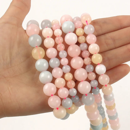 Natural Stone Beads Amazonite Blue Apatite Strawberry Quartzs Loose Round Beads for Jewelry Making DIY Bracelet 15inch Mineral