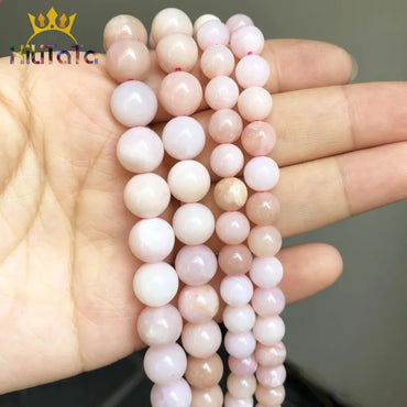 Natural Genuine Stone Beads Pink Opal Round Loose Beads For Jewelry Making DIY Bracelet Ear Studs Accessories 7.5'' 6/8/10/12mm