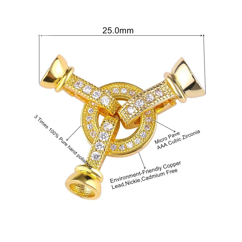 Jewellery Making Supplies Copper Inlaid AAA CZ Rhinestone Round Heart Clasps For Bracelets Making Fastening Jewelry Findings