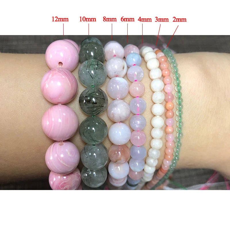 Natural Stone Beads Pink Quartz Rondelle Round Loose Spacer Beads For Jewelry Making Bracelet Charms Accessories 15" 4/6/8mm