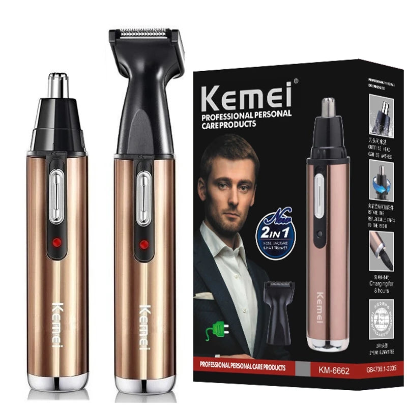 Original Kemei All In One Rechargeable Nose Hair Trimmer Beard Grooming For Men Eyebrow Hair Removal Nose Ear Shaver Cut Cleaner