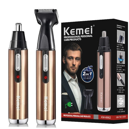 Original Kemei All In One Rechargeable Nose Hair Trimmer Beard Grooming For Men Eyebrow Hair Removal Nose Ear Shaver Cut Cleaner