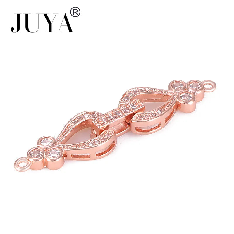 Jewellery Making Supplies Copper Inlaid AAA CZ Rhinestone Round Heart Clasps For Bracelets Making Fastening Jewelry Findings