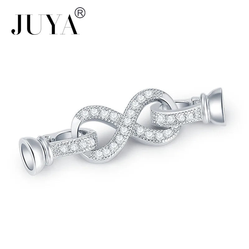 Jewellery Making Supplies Copper Inlaid AAA CZ Rhinestone Round Heart Clasps For Bracelets Making Fastening Jewelry Findings