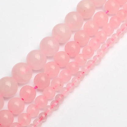 4/6/8/10/12 mm Natural Rose Pink Quartzs Crystals Stone Round Loose Beads For Jewellery Making Bracelet 15" Strand
