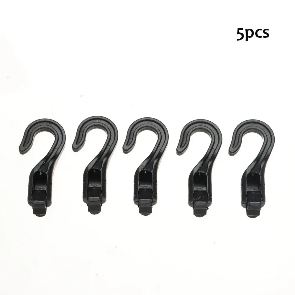 5/10PCS Black Plastic Rope Buckle Open End Cord Straps Hooks Snap Camping Tent Hook Boat Kayak Elastic Ropes Buckles Accessories