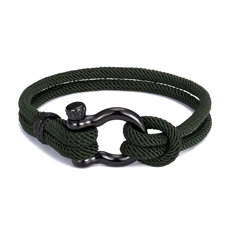 MKENDN Navy style Camping Parachute cord Survival Anchor Bracelet Men Women with Black Stainless Steel Sport Buckle