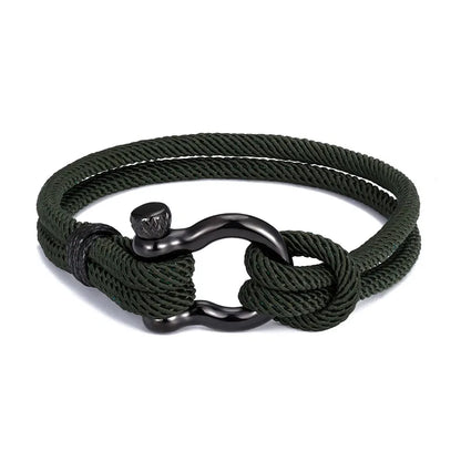 MKENDN Navy style Camping Parachute cord Survival Anchor Bracelet Men Women with Black Stainless Steel Sport Buckle