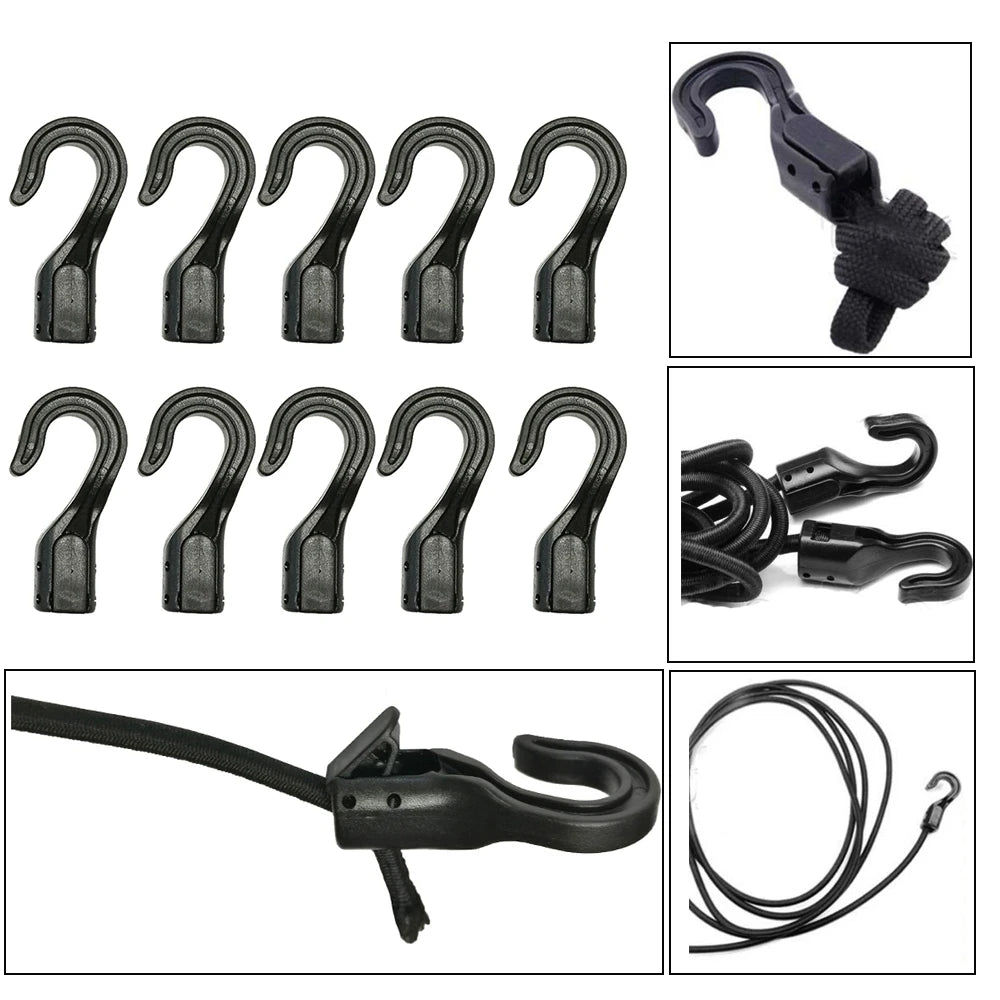 5PCS Heavy-Duty Plastic Open End Cord Hooks Snap Boats Kayak Rope Buckle Tent Hook Bungee Cord Straps Outdoor Camping Tools