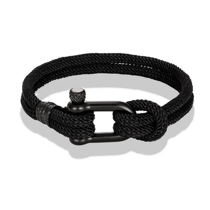 MKENDN Navy style Camping Parachute cord Survival Anchor Bracelet Men Women with Black Stainless Steel Sport Buckle