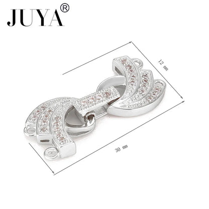 Jewellery Making Supplies Copper Inlaid AAA CZ Rhinestone Round Heart Clasps For Bracelets Making Fastening Jewelry Findings