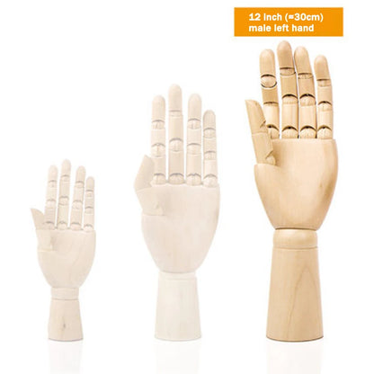 Wooden Hands Model 7/10/12 Inch Male/Female/Child Left/Right Hand Drawing Model Movable Joint Art Painting Sketch Handcrafts