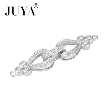 Jewellery Making Supplies Copper Inlaid AAA CZ Rhinestone Round Heart Clasps For Bracelets Making Fastening Jewelry Findings