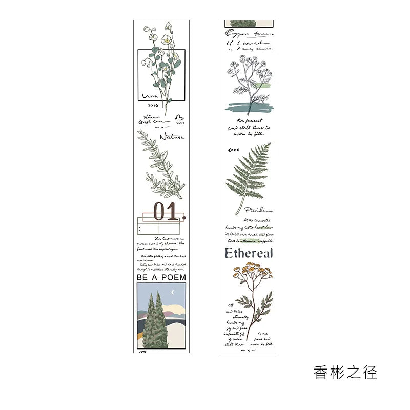 Mohamm Vintage Flower Plant Masking Washi Tape for Scrapbooking Journal Planner School Supplies Stationery