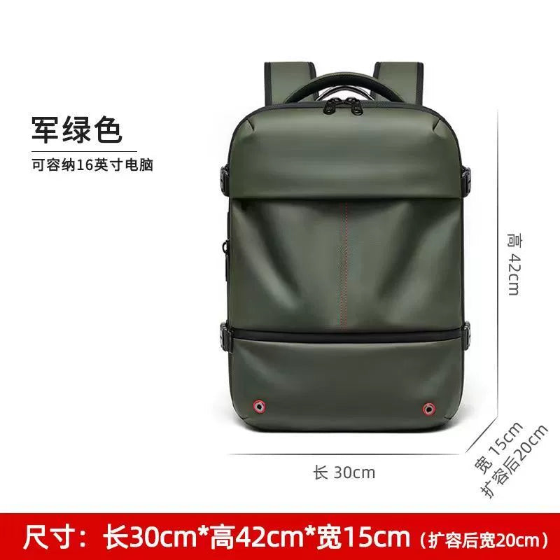 Vacuum compression backpack women's large-capacity wet and dry separation commuter travel bag can be boarded and expanded to a backpack