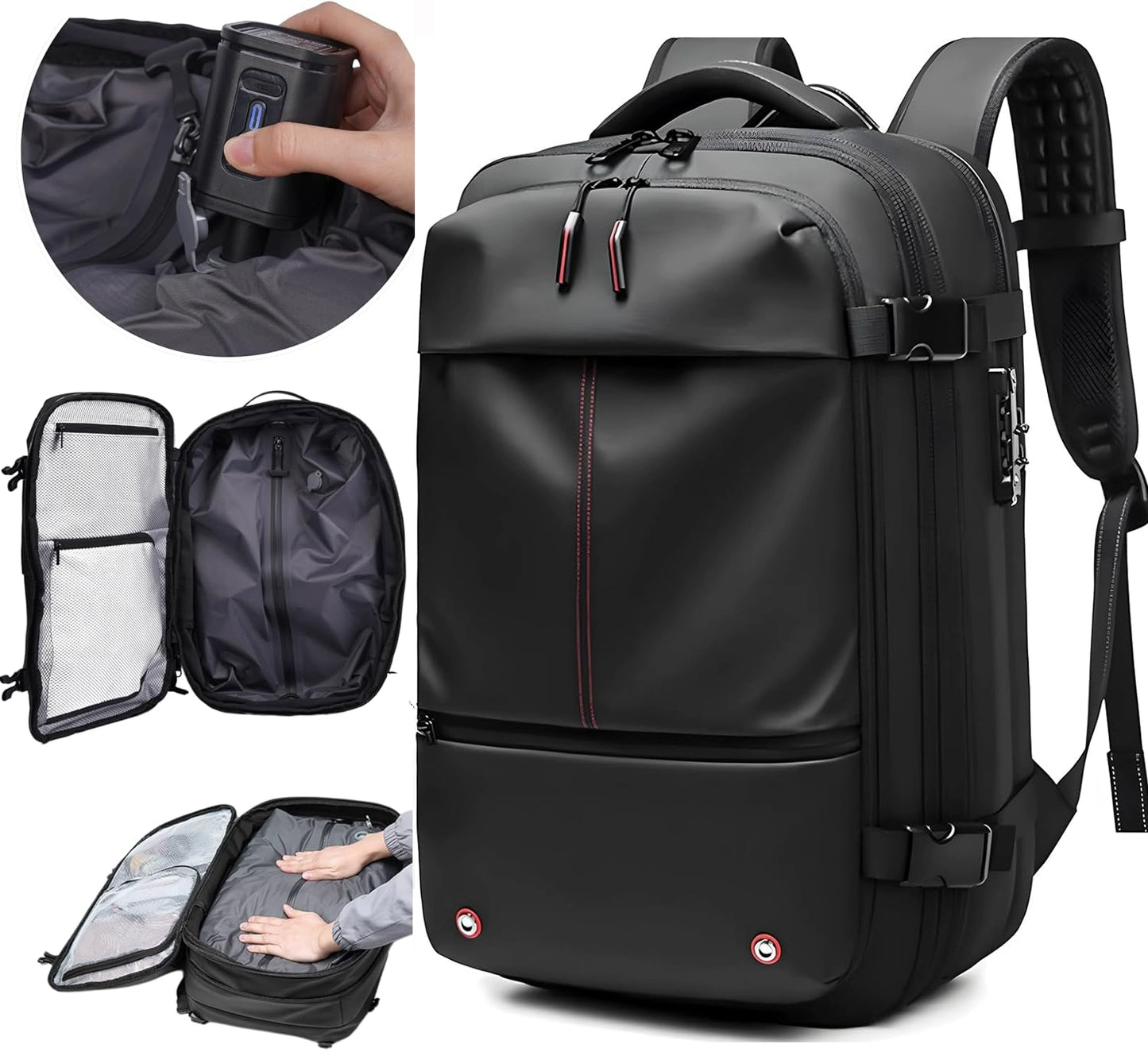 Vacuum compression backpack women's large-capacity wet and dry separation commuter travel bag can be boarded and expanded to a backpack