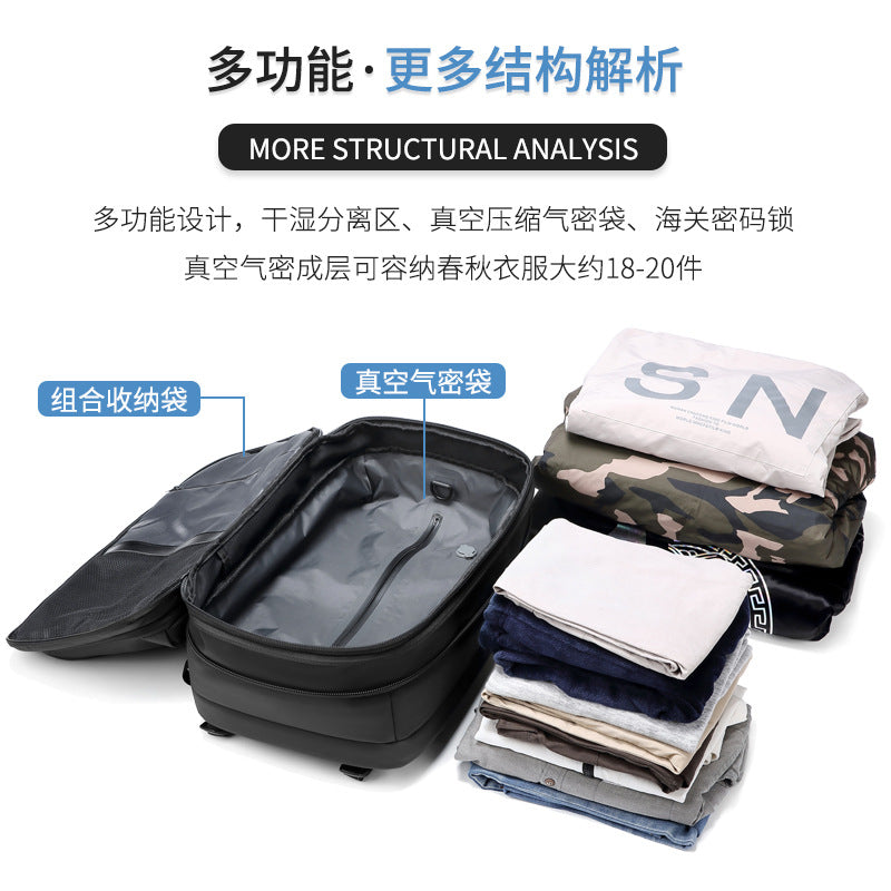 Men's Travel Vacuum Backpack Large Capacity Business Multifunctional Computer Bag TPU Material with Air vacuum