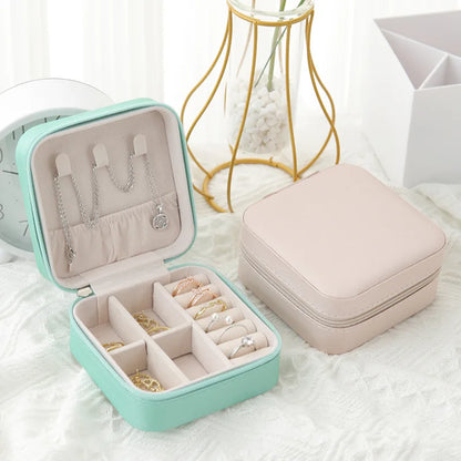 1pc Portable Jewelry Storage Box Home Travel Earrings Necklace Ring Jewelry Box Mini Layered Jewelry Display Case