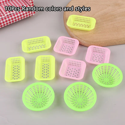 10Pcs 1:12 Dollhouse Miniature Storage Baskets Kitchen Decor Toy Doll House Accessories Basket Washing Vegetables Fruit Food
